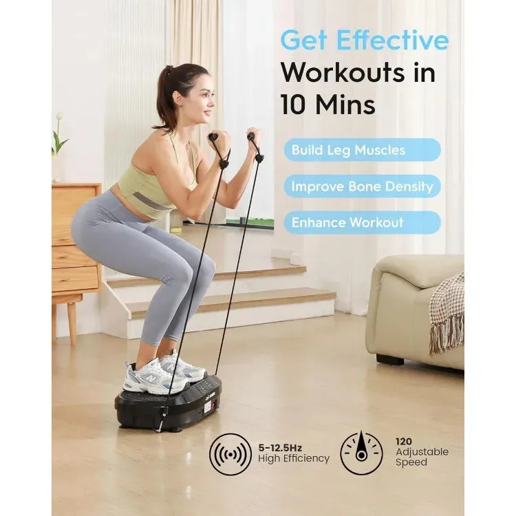 4D & Oscillation Vibration Plate  Whole Body Workout Machine with 120 Levels, Magnetic Foot Massage & Quiet Design (Includes Resistance Bands)