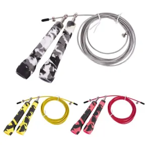 Adjustable Jump Rope With Camouflage Speed Handles And Steel Cord