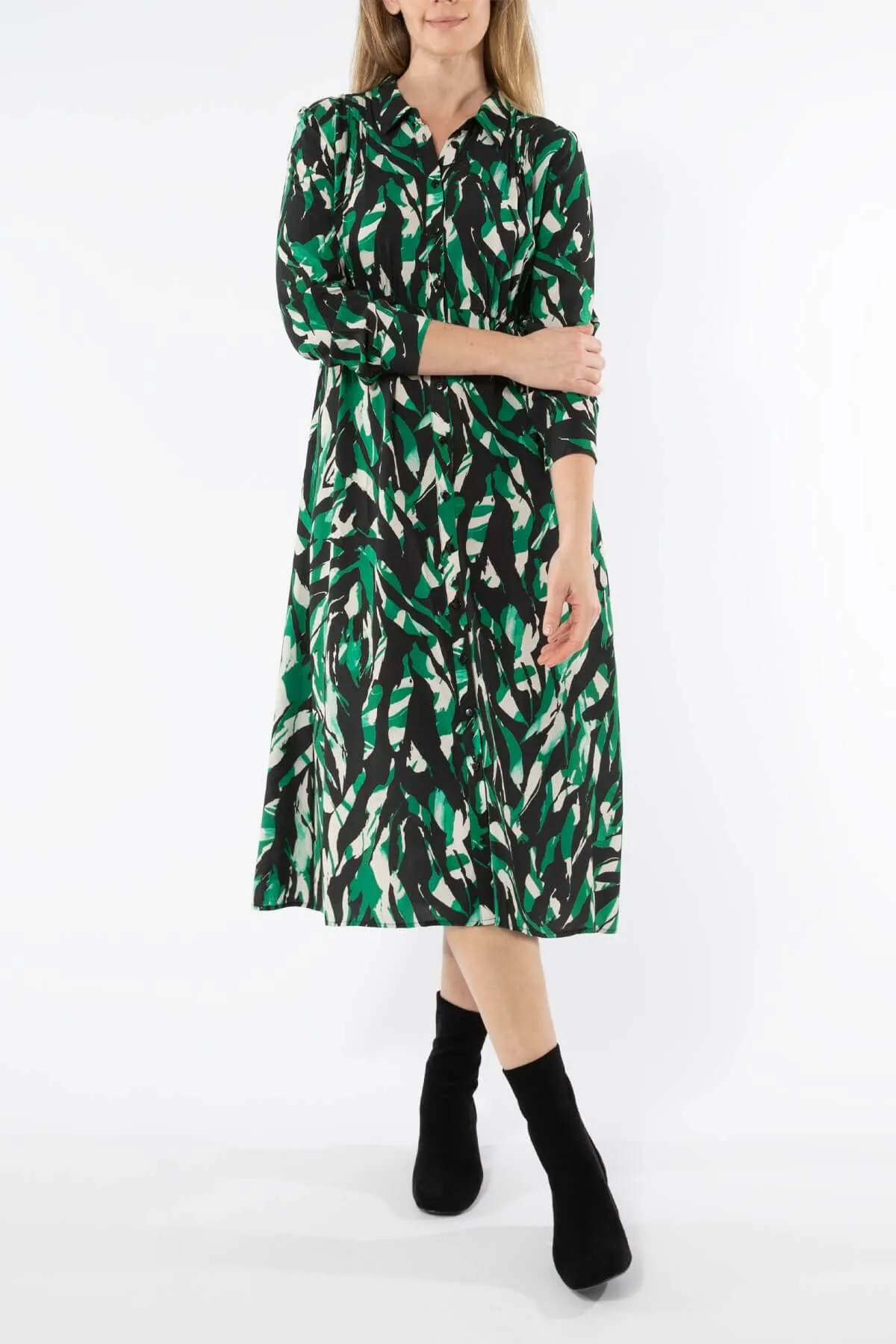 Jump Abstract Zebra Dress in Green Combo