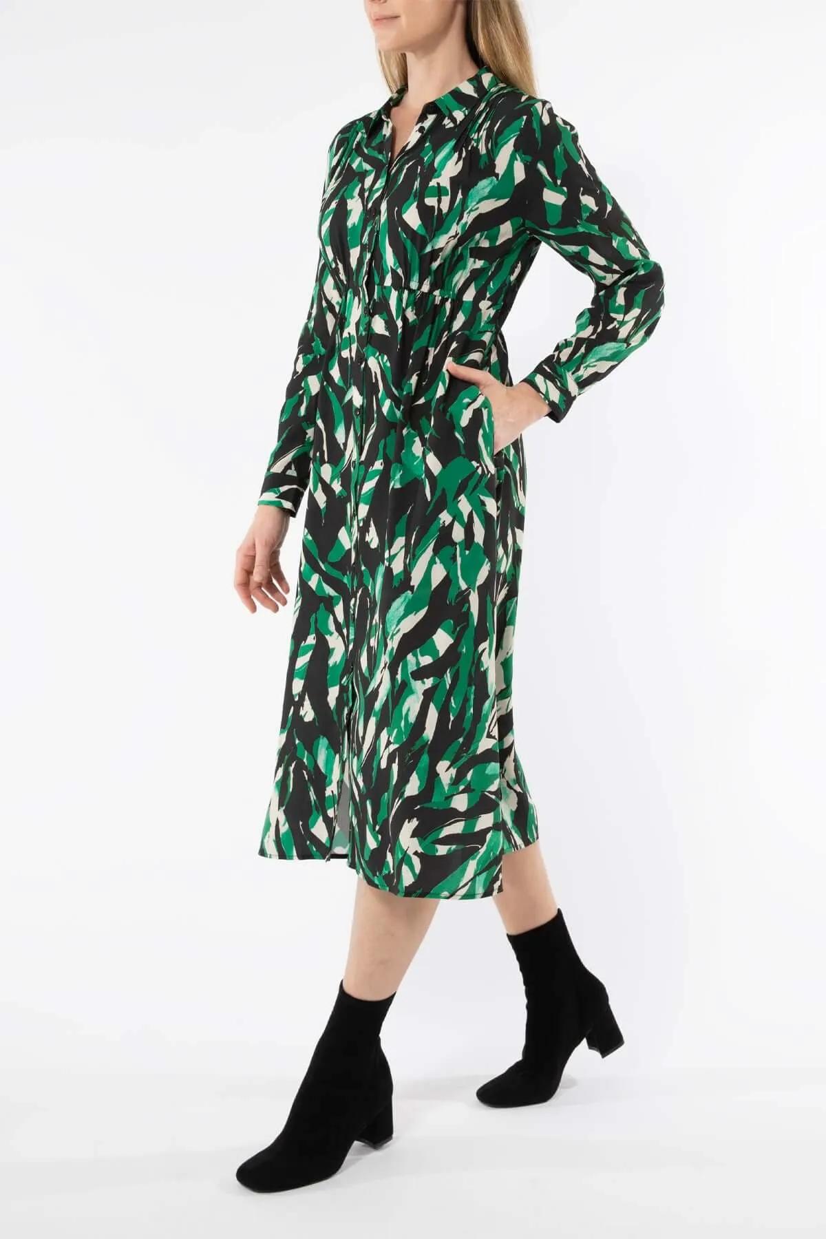 Jump Abstract Zebra Dress in Green Combo