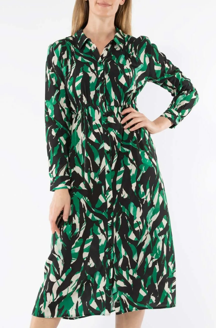 Jump Abstract Zebra Dress in Green Combo