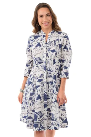 LIOR Women's City Print Dress Ft 3/4 Bell Sleeves Knee Length -"Vitctory"