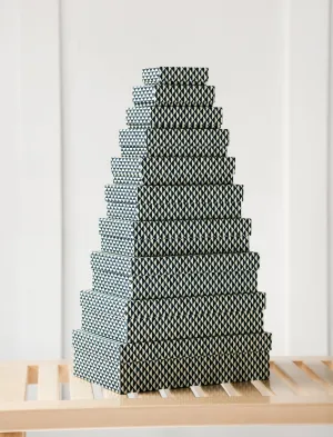 Set of Boxes Chiyogami Black Diamonds