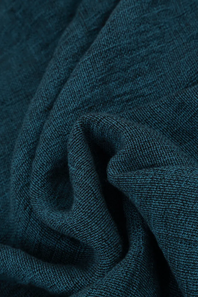 Short Sleeves Denim Mélange Linen Dress