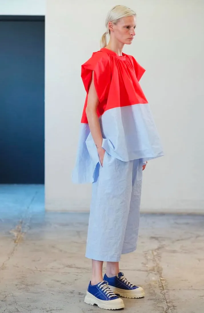 Sofie D'Hoore Barcelona Shirt in Waterfall Blue and Poppy