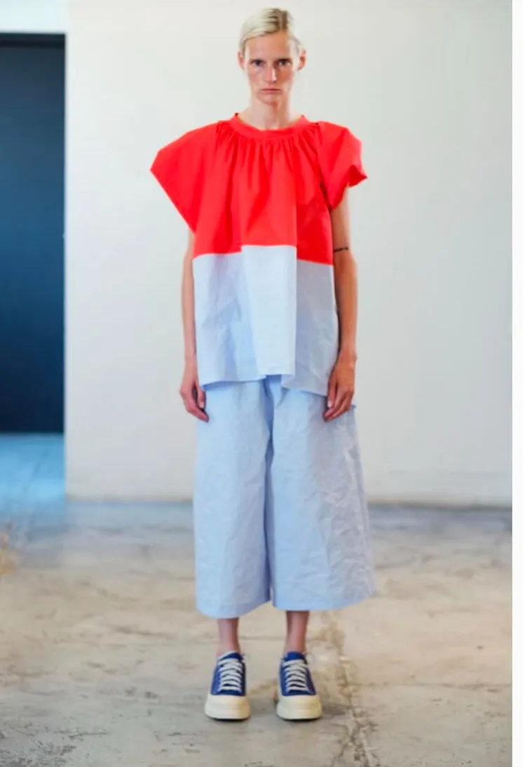Sofie D'Hoore Barcelona Shirt in Waterfall Blue and Poppy