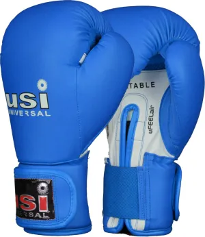 USI UNIVERSAL THE UNBEATABLE Lite Contest Pu Boxing Gloves for Men & Women with Moulded Foam Padding, Sweat Wicking Lining, Elasticated Hook & Loop Wrap Around Closure System (BLUE)